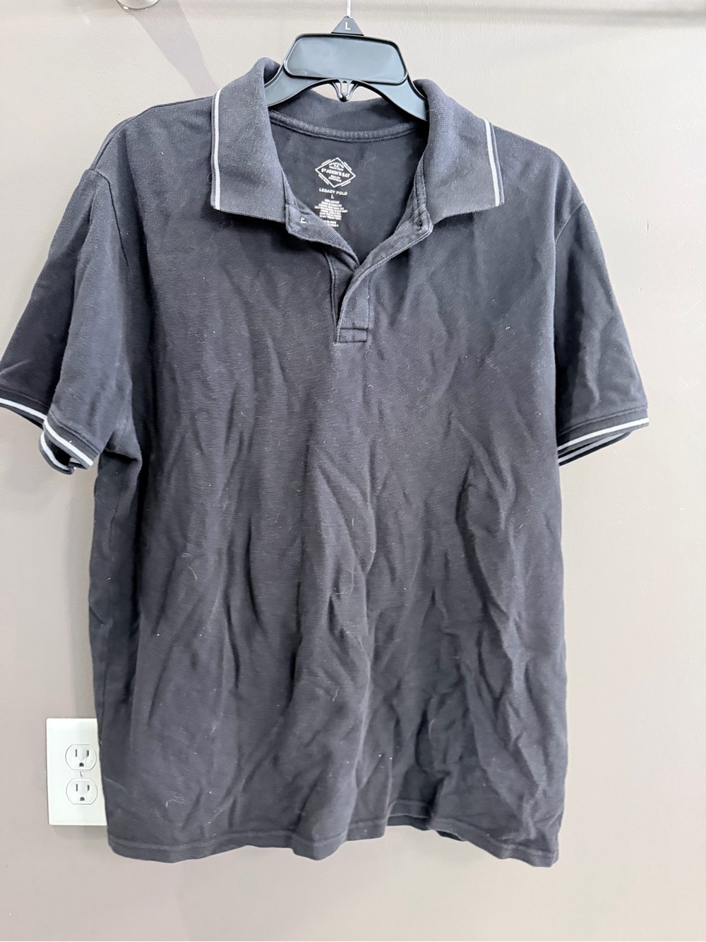 St. John's Bay Black Polo with White Piping